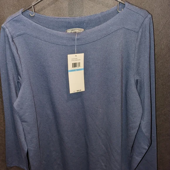 Rafaella Blue Fitted 3/4 Sleeve Blouse - Picture 3 of 4